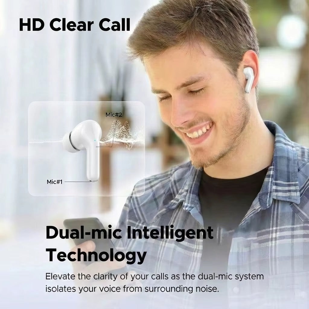 Écouteurs sans fil à suppression active du bruit avec son immersif, latence ultra-basse, chargement sans effort pour la course à pied en salle de sport