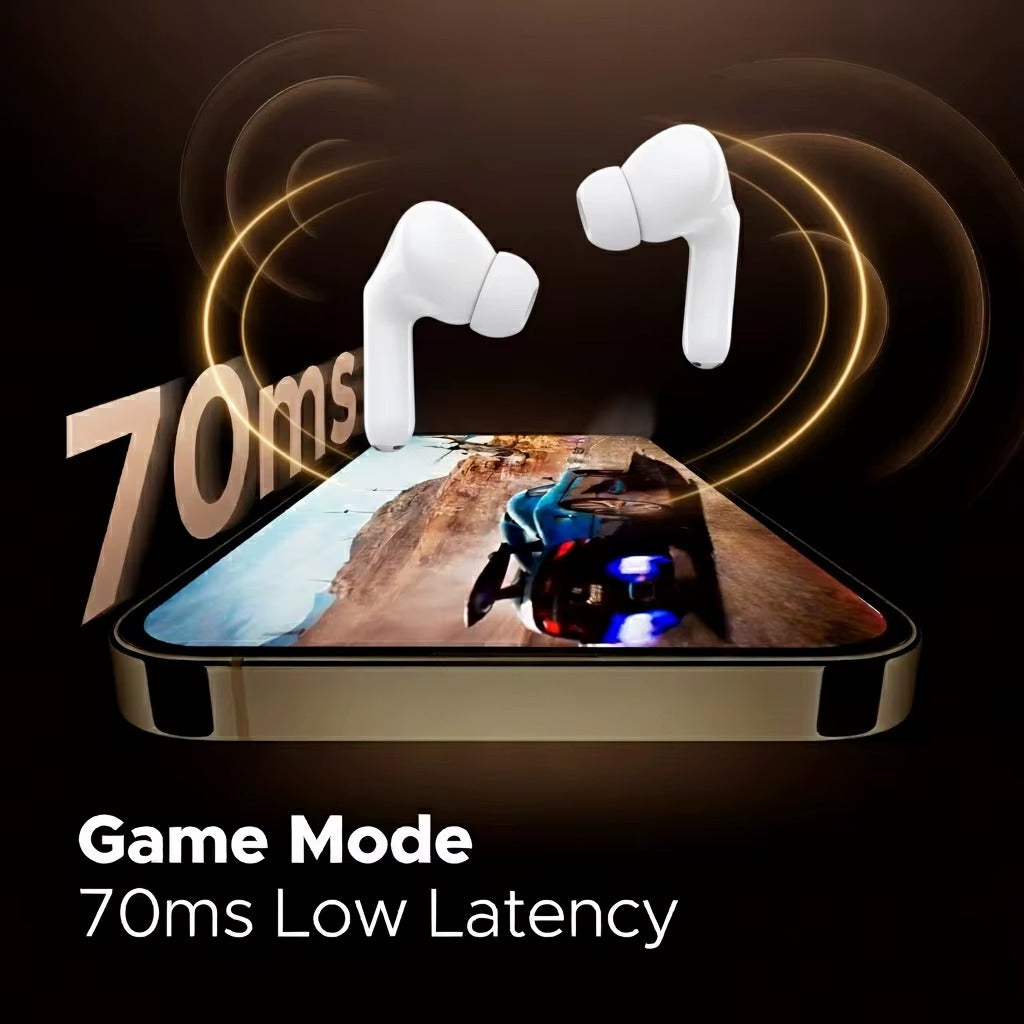 Écouteurs sans fil à suppression active du bruit avec son immersif, latence ultra-basse, chargement sans effort pour la course à pied en salle de sport